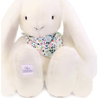 Doudou Plyšový králik XXL so šatkou biely 50 cm