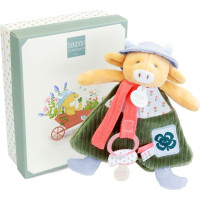 Doudou Darčeková sada Plyšová kravička Aneth s úchytom na cumlík 19 cm