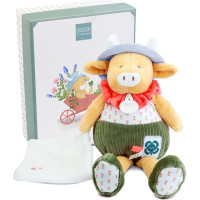 Doudou Darčeková sada Plyšová kravička Aneth s dečkou zelená 28 cm