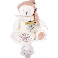 Doudou Darčeková sada Plyšový medvedík s úchytom na cumlík a dečkou ružový 20 cm
