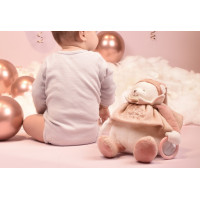 Doudou Darčeková sada Plyšový ľadový medvedík s krúžkom 30 cm ružový