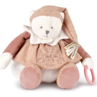 Doudou Darčeková sada Plyšový ľadový medvedík s krúžkom 30 cm ružový