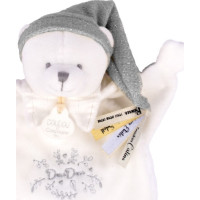 Doudou Darčeková sada Plyšový muchláčik medvedík s čiapočkou sivý 25 cm
