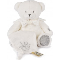 Doudou Darčeková sada Plyšový medvedík s dečkou 30 cm sivý