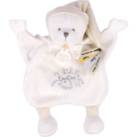 Doudou Darčeková sada Plyšový muchláčik medvedík s čiapočkou béžový 25 cm