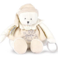 Doudou Darčeková sada Plyšový ľadový medvedík s krúžkom 30 cm béžový