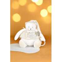 Doudou Darčeková sada Plyšový ľadový medvedík s krúžkom 30 cm béžový