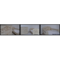 Detská posteľ s výrezom MÉĎA 140x70 cm, dub sonoma + matrac, 2x krátka zábrana, šuplík
