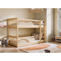 Detská poschodová posteľ s Montessori lôžkom z masívu borovice BOLEK - 180x80 cm - PRÍRODNÁ