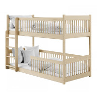 Detská poschodová posteľ s Montessori lôžkom z masívu borovice BOLEK - 180x80 cm - OLIVOVO ZELENÁ