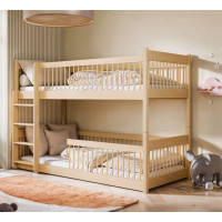 Detská poschodová posteľ s Montessori lôžkom z masívu borovice BOLEK - 200x90 cm - PRÍRODNÁ