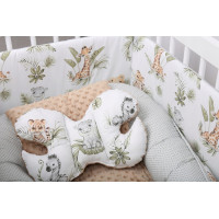 Detská deka do kočíka s vankúšikom a motýlikom - BABYMAM PREMIUM set 3v1 - Africké zvieratká s béžovou minkami