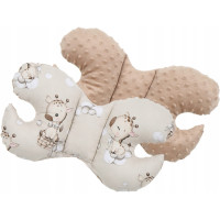 Detská deka do kočíka s vankúšikom a motýlikom - BABYMAM PREMIUM set 3v1 - Žirafa s béžovou minkami