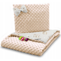 Detská deka do kočíka s vankúšikom a motýlikom - BABYMAM PREMIUM set 3v1 - Žirafa s béžovou minkami