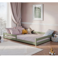 Detská Montessori posteľ z masívu borovice ALICE - 200x140 cm - OLIVOVO ZELENÁ