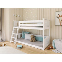 Detská poschodová posteľ s Montessori lôžkom z masívu borovice KEVIN - 200x90 cm - BIELA