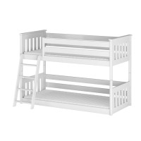 Detská poschodová posteľ s Montessori lôžkom z masívu borovice KEVIN - 200x90 cm - BIELA