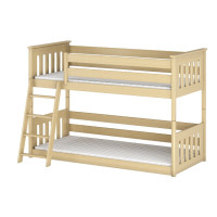 Detská poschodová posteľ s Montessori lôžkom z masívu borovice KEVIN - 200x90 cm - PRÍRODNÁ