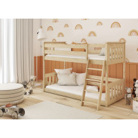 Detská poschodová posteľ s Montessori lôžkom z masívu borovice KEVIN - 200x90 cm - PRÍRODNÁ