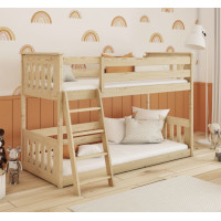 Detská poschodová posteľ s Montessori lôžkom z masívu borovice KEVIN - 180x80 cm - PRÍRODNÁ
