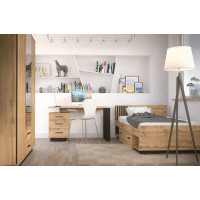 Posteľ s úložným priestorom LAMELO LA26 - 200x160 cm - dub wotan/čierna