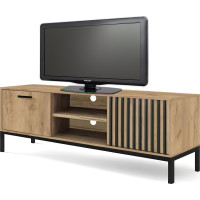 Televízny stolík LAMINO - dub craft/čierny