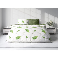 Saténové obliečky SATEEN Paprade - biele / zelené - 160x200 cm + 2x 70x80 cm