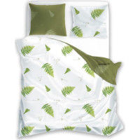 Saténové obliečky SATEEN Paprade - biele / zelené - 160x200 cm + 2x 70x80 cm