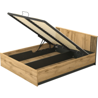 Posteľ s úložným priestorom LAMELO LA26 - 200x160 cm - dub wotan/čierna