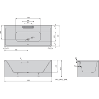 Polysan CASCATA L MONOLITH obdĺžniková vaňa 180x80x60cm, kaskáda biela 73836ML.101