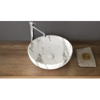 Sapho RONDANE keramické umývadlo na dosku Ø 41cm, bianco carrara AR435BC