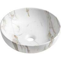 Sapho RONDANE keramické umývadlo na dosku Ø 41cm, bianco carrara AR435BC