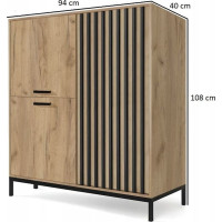 Komoda LAMINO 2 - dub craft/čierna