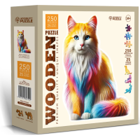 WOODEN CITY Drevené puzzle Dúhová mačka 250 dielikov