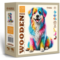 WOODEN CITY Drevené puzzle Dúhový pes 250 dielikov