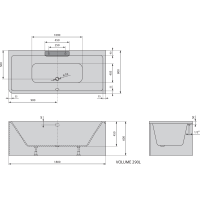 Polysan CASCATA R MONOLITH obdĺžniková vaňa 180x80x60cm, kaskáda nerez 73836MR.100