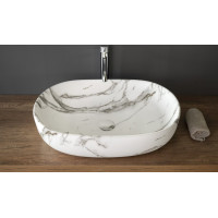 Sapho CALEO keramické umývadlo na dosku, 60x42cm, bianco carrara CA590BC