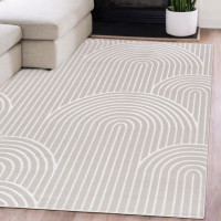 Kusový koberec ELLEN Waves - krémový/biely