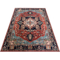 Kusový koberec FLANNEL PRINTED - Ornament - červený/tmavě modrý