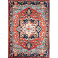 Kusový koberec FLANNEL PRINTED - Ornament - červený/tmavo modrý