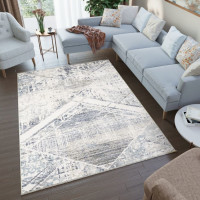 Kusový koberec RIVOLI Pattern - svetlo béžový/modrý
