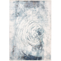 Kusový koberec RIVOLI Swirl - svetlo béžový/modrý