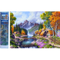 Norimpex Diamantové maľovanie Chaty pri horskej rieke 30x40cm