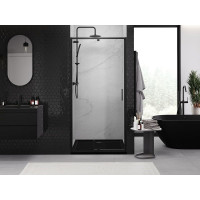 Sprchové dvere MEXEN EXO pivotové - dvojdielne - 90 cm - číre - čierne - 819-090-000-70-00