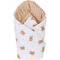 Obojstranná zavinovačka pre bábätká 80x80 cm BABYMAM PREMIUM - Medvedík Teddy s béžovou minkou
