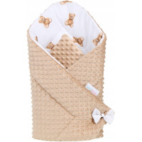 Obojstranná zavinovačka pre bábätká 80x80 cm BABYMAM PREMIUM - Medvedík Teddy s béžovou minkou