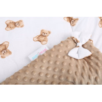 Obojstranná zavinovačka pre bábätká 80x80 cm BABYMAM PREMIUM - Medvedík Teddy s béžovou minkou