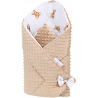 Obojstranná zavinovačka pre bábätká 80x80 cm BABYMAM PREMIUM - Medvedík Teddy s béžovou minkou