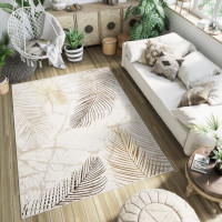 Kusový koberec GOLDEN Feathers - krémový/hnědý/zlatý