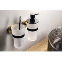Sapho LARISSA dávkovač mydla 250ml, mliečne sklo, čierna / zlato mat WS019BG